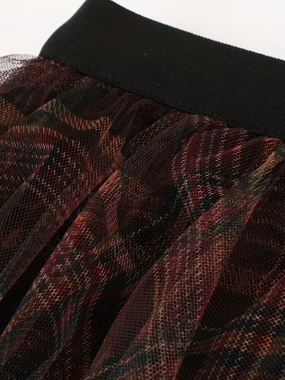 Coffee Mesh Frilly Plaid Pattern Grunge Skirt - Picture 4 of 5